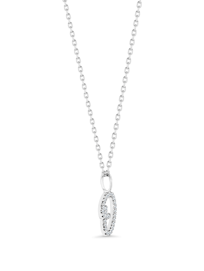 Pavé O Initial Necklace in Silver
