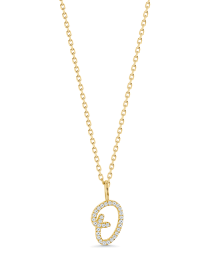 Pavé Initial Pendant Necklace in Gold