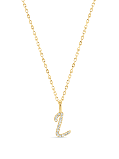 Pavé L Initial Pendant Necklace In Gold