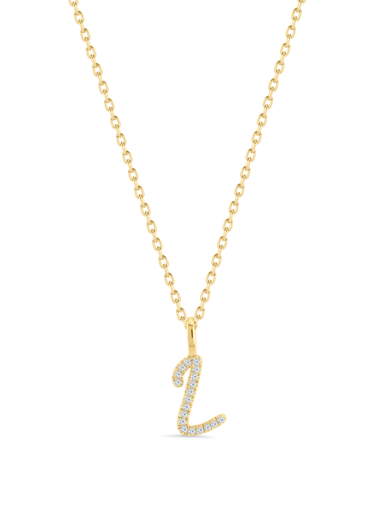 Pavé L Initial Pendant Necklace In Gold