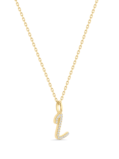 Pavé L Initial Pendant Necklace In Gold