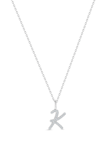 Pavé K Initial Pendant Necklace In Silver