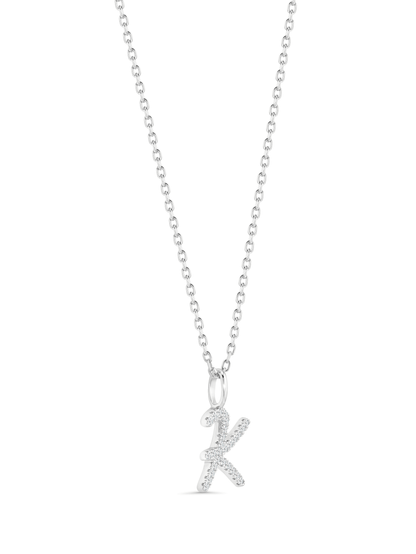 Pavé K Initial Pendant Necklace In Silver