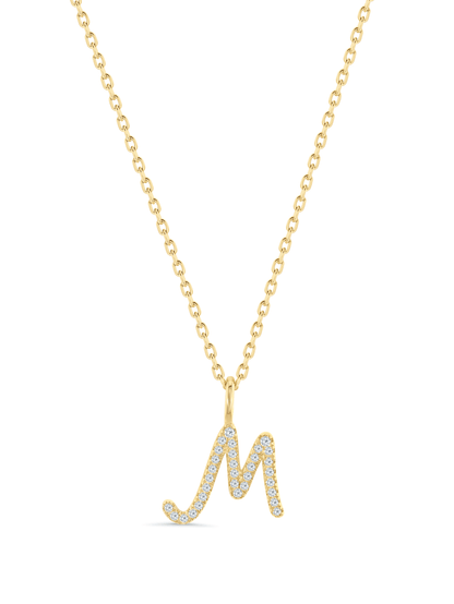 Pavé M Initial Pendant Necklace In Gold