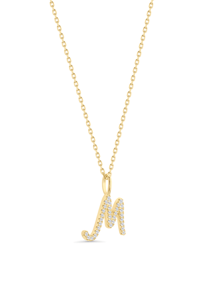 Pavé M Initial Pendant Necklace In Gold