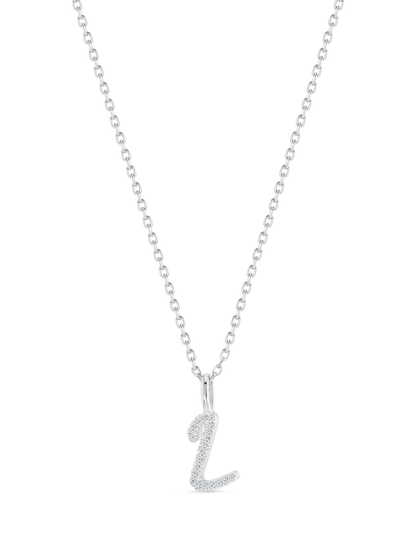Pavé L Initial Pendant Necklace In Silver