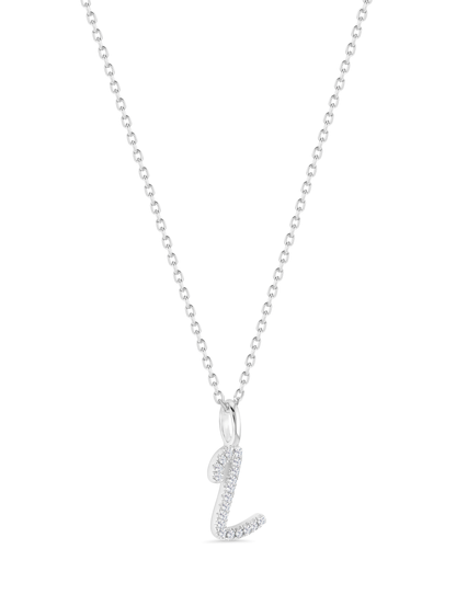 Pavé L Initial Pendant Necklace In Silver