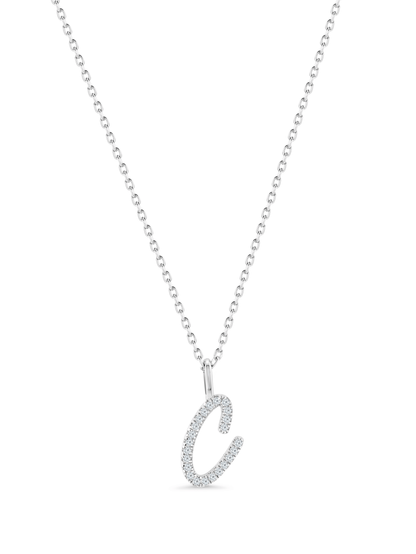 Pavé C Initial Pendant Necklace In Silver