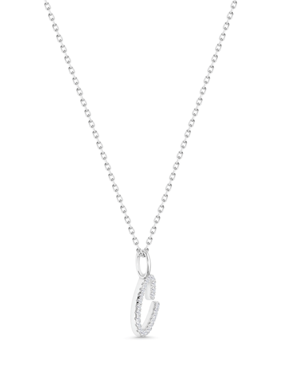 Pavé C Initial Pendant Necklace In Silver