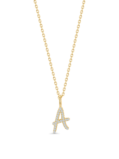 Pavé A Initial Pendant Necklace In Gold