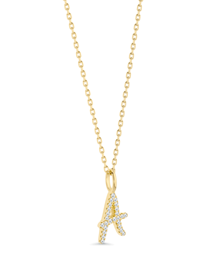 Pavé A Initial Pendant Necklace In Gold