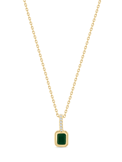 Green Agate May Birthstone Pendant Necklace In Gold