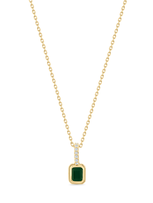 Green Agate May Birthstone Pendant Necklace In Gold
