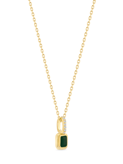 Green Agate May Birthstone Pendant Necklace In Gold