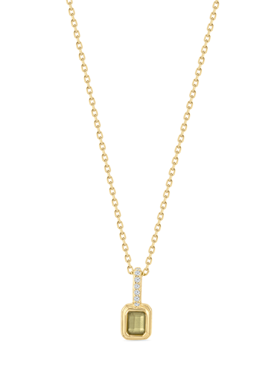 Peridot August Birthstone Pendant Necklace In Gold