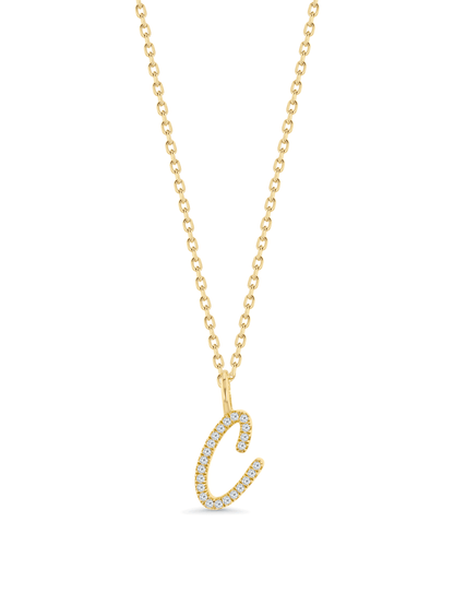 Pavé C Initial Pendant Necklace In Gold