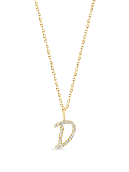 Pavé D Initial Pendant Necklace In Gold