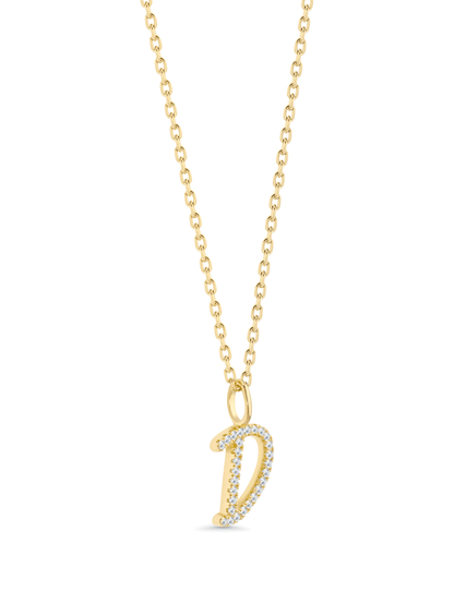 Pavé D Initial Pendant Necklace In Gold