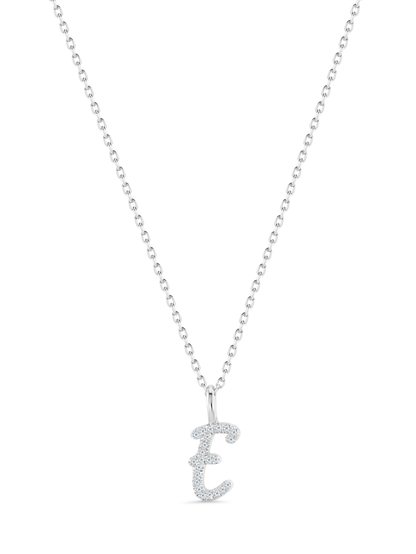 Pavé E Initial Pendant Necklace In Silver