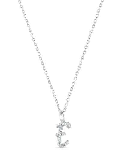 Pavé E Initial Pendant Necklace In Silver