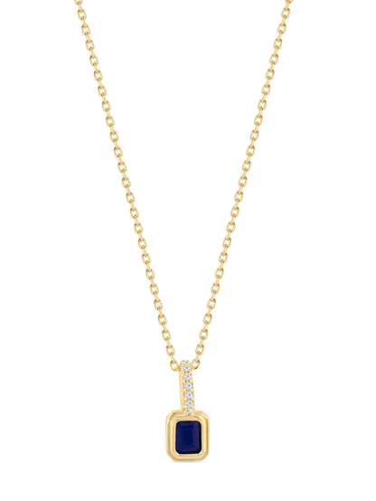 Lapis September Birthstone Pendant Necklace In Gold