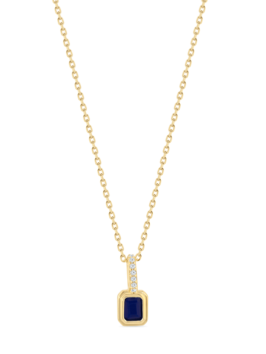 Lapis September Birthstone Pendant Necklace In Gold