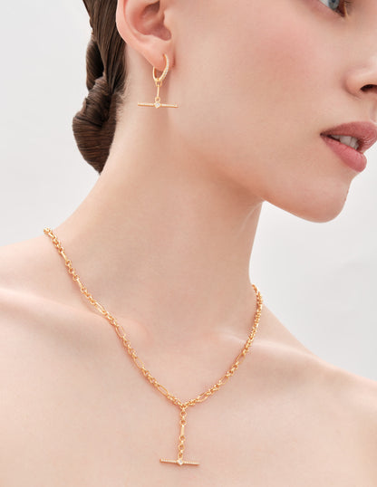 Crystal Bar Necklace in Gold