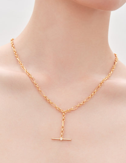 Crystal Bar Necklace in Gold