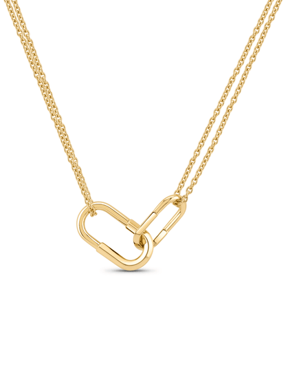 Double Chain & Link Necklace in Gold
