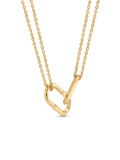 Double Chain & Link Necklace in Gold
