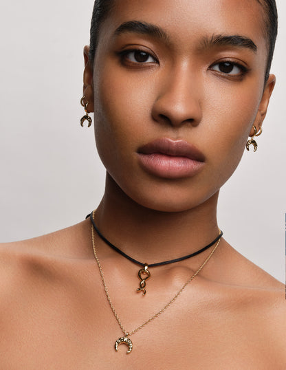 Amulet Snake Cord Necklace In Gold