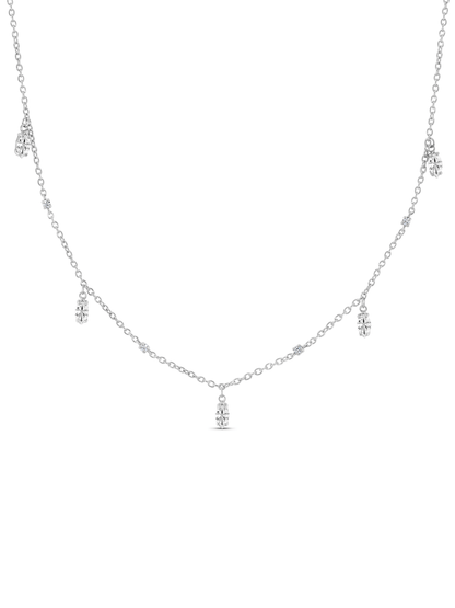Celestial Navette Drop Station Necklace In Silver