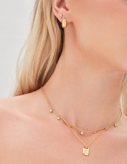 Celestial Bezel Crystal Station Necklace In Gold