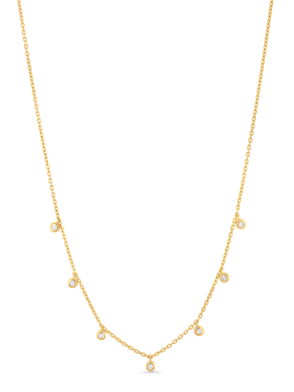 Celestial Bezel Crystal Station Necklace In Gold
