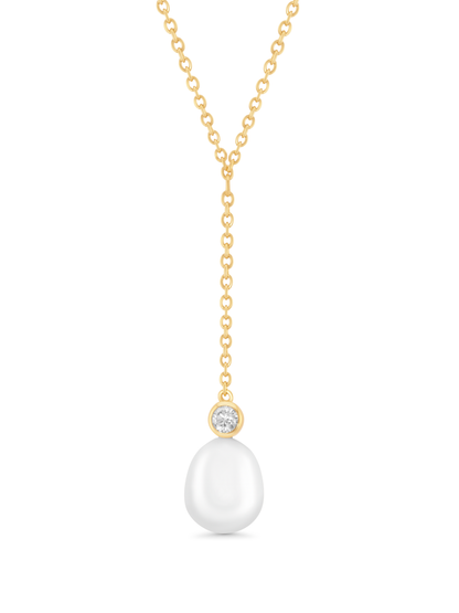 Freshwater Pearl Drop Chain Necklace In Gold