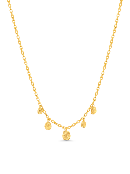 Aurum Textured Disc Drop Chain Necklace In Gold
