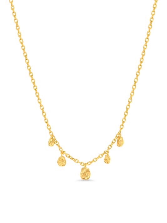 Aurum Textured Disc Drop Chain Necklace In Gold