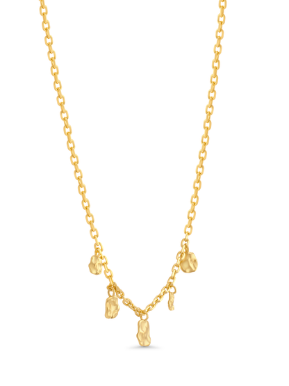 Aurum Textured Disc Drop Chain Necklace In Gold