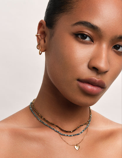 Tigers Eye Beaded Necklace In Gold