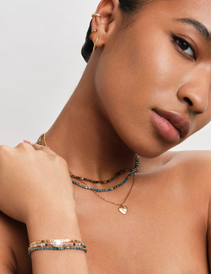 Tigers Eye Beaded Necklace In Gold