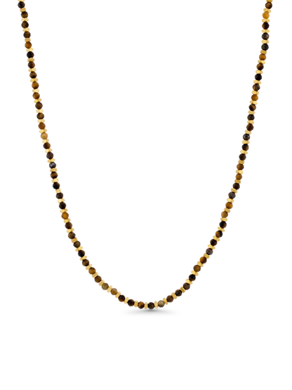 Tigers Eye Beaded Necklace In Gold