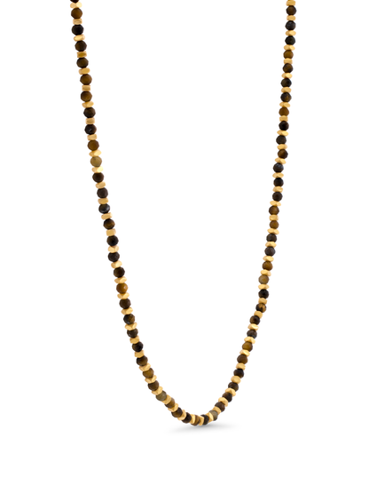 Tigers Eye Beaded Necklace In Gold