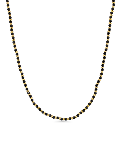 Black & Gold Beaded Necklace In Gold