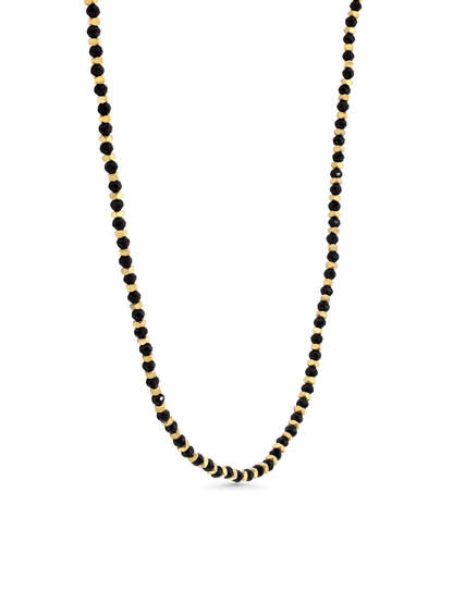 Black & Gold Beaded Necklace In Gold