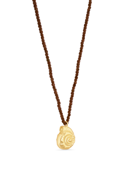 Sandstone Beaded Shell Necklace In Gold