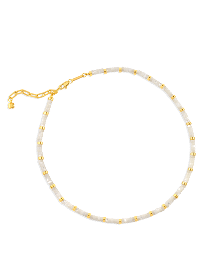 Mother-Of-Pearl & Gold Beaded Necklace In Gold