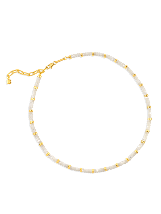 MOTHER-OF-PEARL & GOLD BEADED NECKLACE IN GOLD