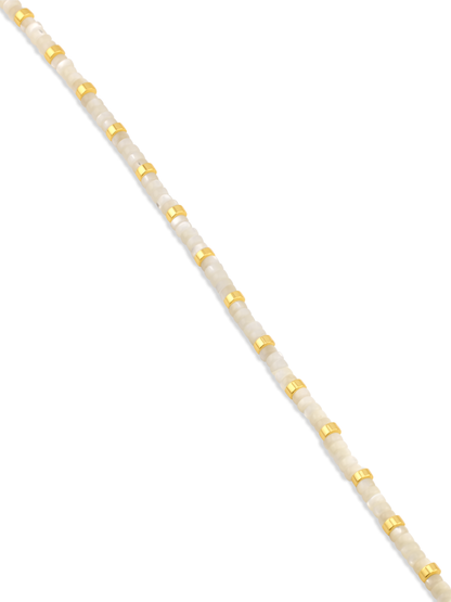 Mother-Of-Pearl & Gold Beaded Necklace In Gold