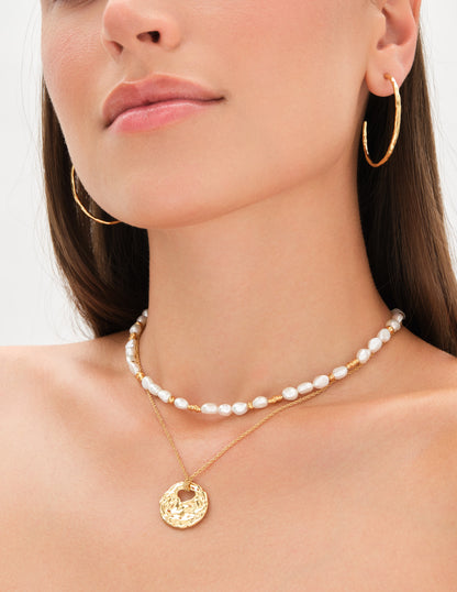 Aurum Pearl Beaded Necklace In Gold