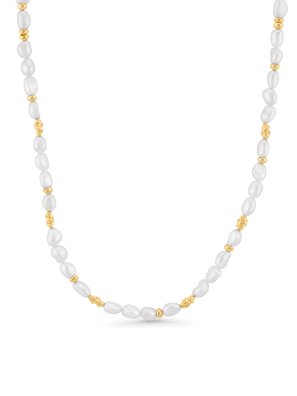 Aurum Pearl Beaded Necklace In Gold